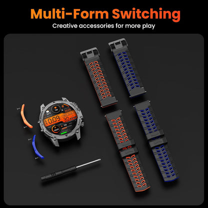 hwagol smart watches for men (call/notification),1.52''hd military smart, front angle view