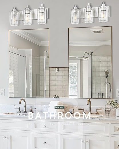 METWET 3-Light Bathroom Light Fixtures, Brushed Nickel Vanity Light - Image 5