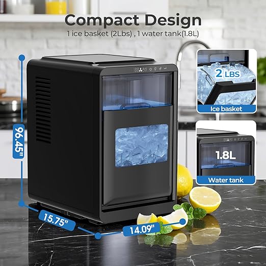Kismile Crescent-Shaped Ice Maker Countertop, Self-Cleaning Portable Ice Machine - Image 6