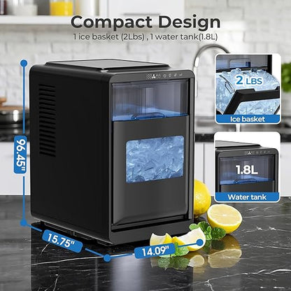 Kismile Crescent-Shaped Ice Maker Countertop, Self-Cleaning Portable Ice Machine - Image 6