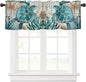 Nautical Turtle Curtains Valances for Bedroom Living Room,Starfish Curtains valance & Drapes Rod Pocket ,Seaweed Nautical Map Texture Valances for Kitchen Windows Curtain Over Sink 54x18in,1 Panel