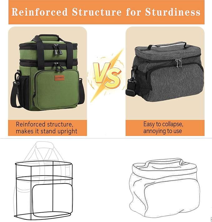 Expandable Large Insulated Lunch Box, Heavy Duty Lunch Cooler Bag Durable - Image 4