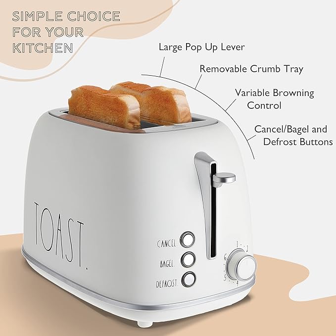 Rae Dunn Retro Rounded Bread Toaster, 2 Slice Stainless Steel Toaster - Image 3