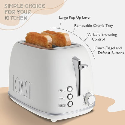 Rae Dunn Retro Rounded Bread Toaster, 2 Slice Stainless Steel Toaster - Image 3