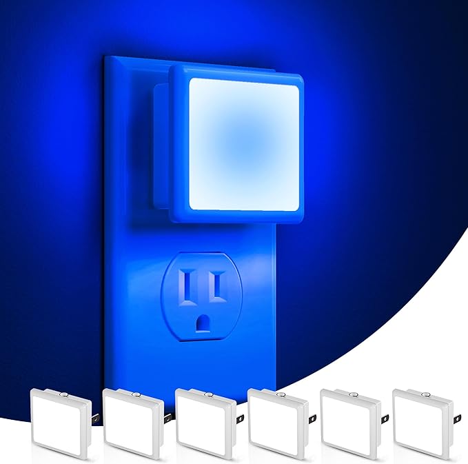 L LOHAS LED Blue Night Lights Plug into Wall 6-Pack, 0.3W Plug in Night Light by LLOHASLED