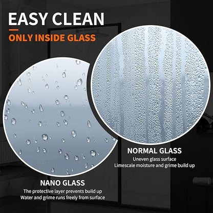 Shower Door 34" X 74" Clear Tempered Fluted Glass Framed Shower Screen Shower - Image 7