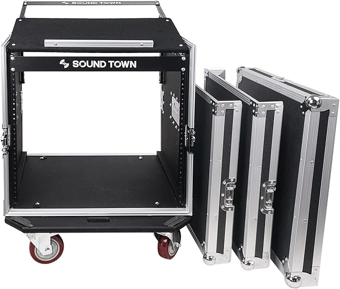 Sound Town Enhanced 1/2" Plywood 10U PA DJ Pro Audio Rack/Road ATA Case - Image 3