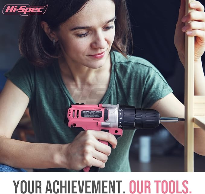 Hi-Spec Pink Cordless Drill Set, 18V Electric Drill - Image 6