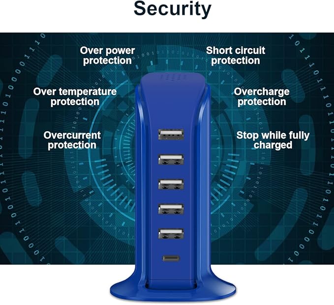 USB Charging Station Upoy, 6 Ports Charging Blocks, USB Power Hub - Image 5