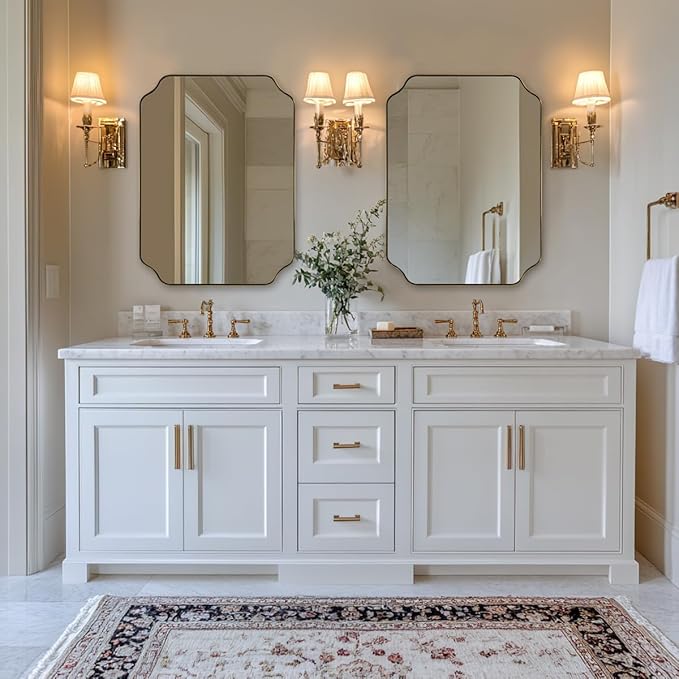 ANDY STAR Brushed Gold Mirror, Unique Rectangular Bathroom Mirror - Image 9