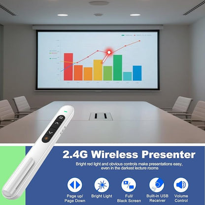 QUI Presentation Clicker for PowerPoint, RF 2.4GHz USB Wireless Presenter Remote - Image 2