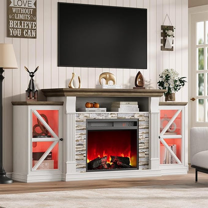 QUW Electric Fireplace TV Stand, Modern TV Console Table - Image 2