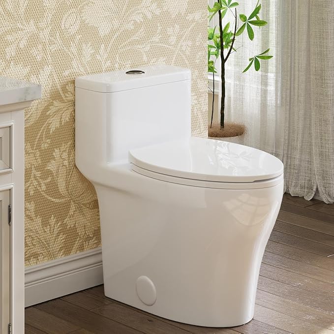 One-Piece Toilets, Low Water Tank, ADA 17.5" Seat Height, Water-Saving Design by Unknown