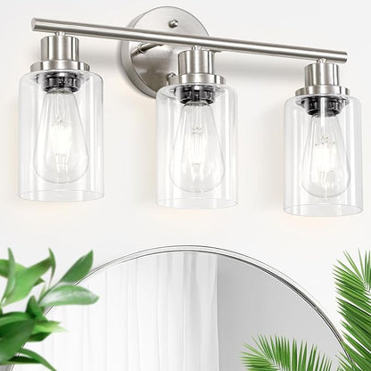 Guliaofo 3-Light Brushed Nickel Vanity Lights, E26 Modern Bathroom Light - Image 8