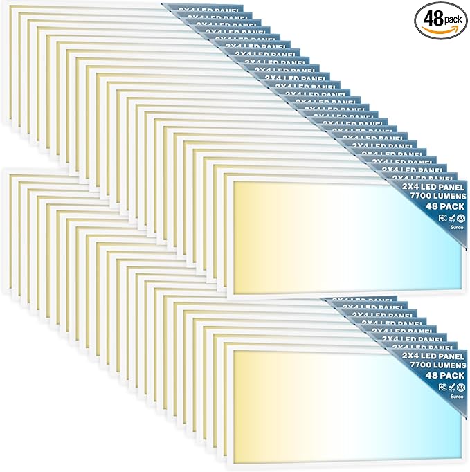 Sunco 48 Pack 2x4 LED Flat Panel Light Drop Ceiling Office Fixture, 7700 LM by SuncoLighting