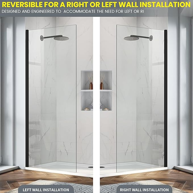 Bathroom Shower Glass Door Panel, 5/16" Thick Clear Tempered Glass Door Screen - Image 6
