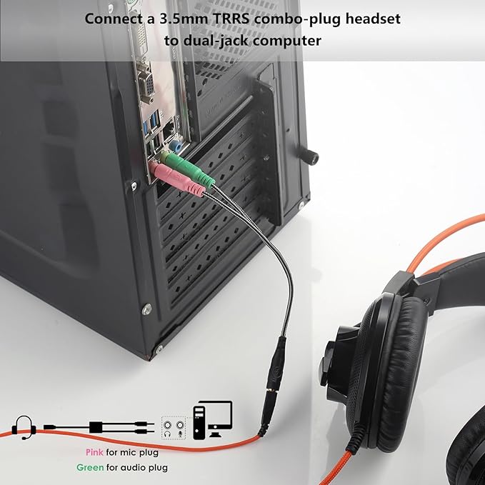 MillSO Headphone Splitter for Computer CTIA 3.5mm TRRS Female to Dual TRS Male - Image 2