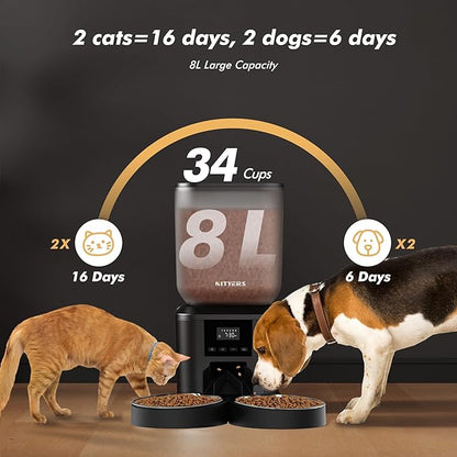 Automatic Cat Feeder for 2 Cats - 8L/34 Cups Large Capacity Auto Cat Food - Image 2