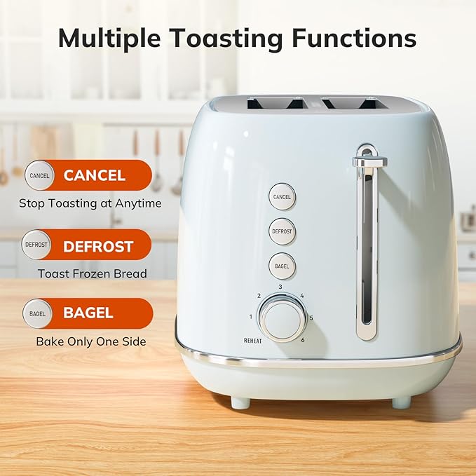 Retro 2 Slice Stainless Steel Toaster - Image 2