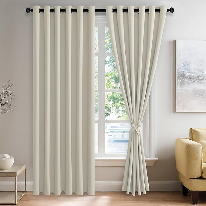 JIUZHEN Ivory Blackout Curtains by JIUZHEN
