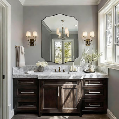 ANDY STAR Brushed Bronze Mirror, 28x36 Inch Bathroom Mirror, Scalloped Mirrors - Image 3