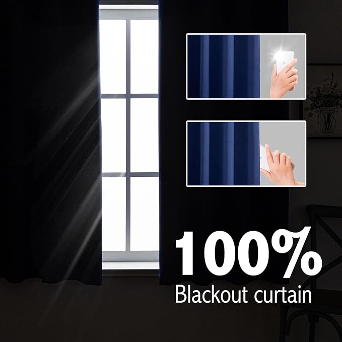 Anytime 100% Blackout Curtain 2 Panels Set, Thermal Insulated Window Drapes - Image 3