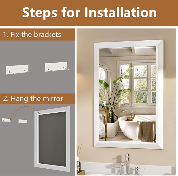 SMIROR Matte White Bathroom Mirror - Image 5