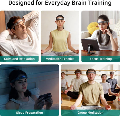 eeg neurofeedback headband for meditation & brainwave monitoring, front angle view