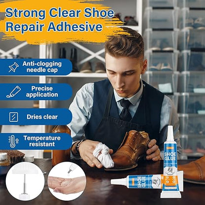 Shoe Glue | 5 x 15 ML Tube Clear Adhesive Glue Shoe Care Kit Repairs Soles - Image 4