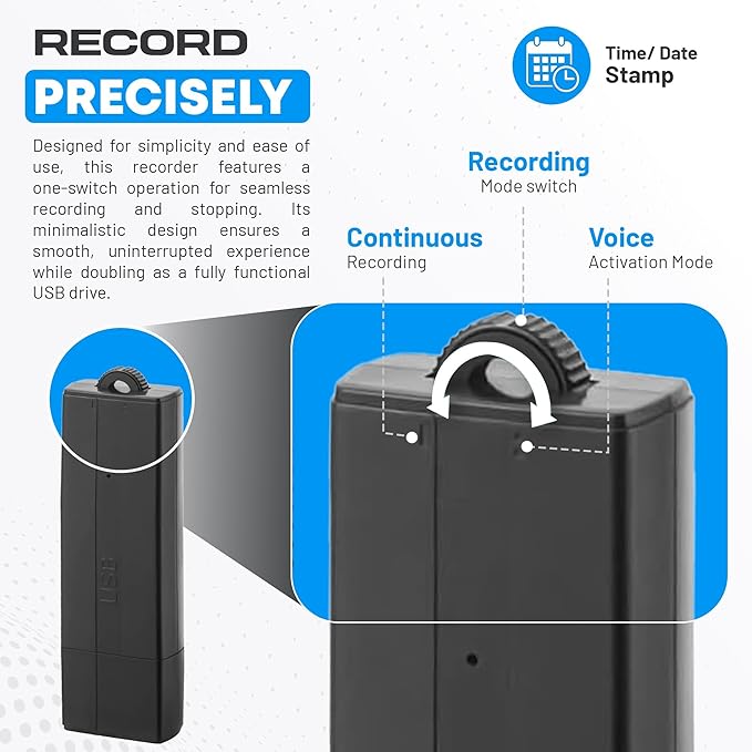 USB Audio Note Device 288-Hour Storage | Hands-Free Audio Capture | Extended - Image 5