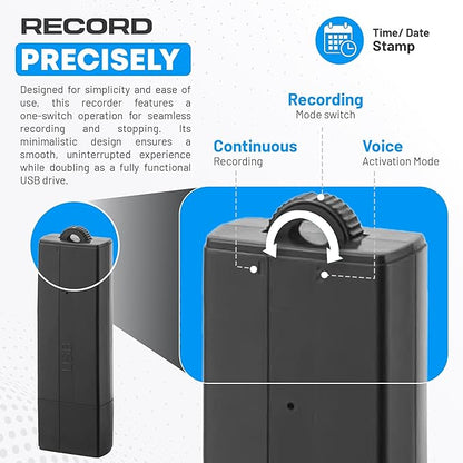 USB Audio Note Device 288-Hour Storage | Hands-Free Audio Capture | Extended - Image 5