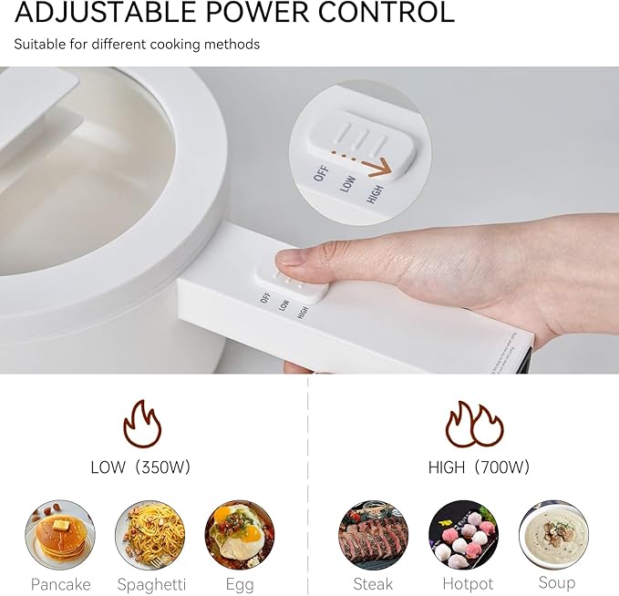 olakys. Electric Hot Pot with Steamer, 1.5L Ceramic Glaze Non-stick Portable Pot - Image 2
