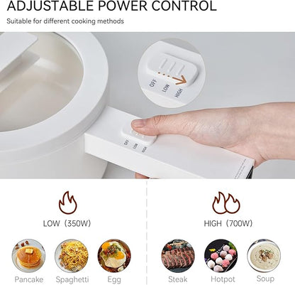 olakys. Electric Hot Pot with Steamer, 1.5L Ceramic Glaze Non-stick Portable Pot - Image 2
