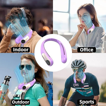 Portable Neck Fan, Personal Wearable Bladeless Fan, LED Display, 6000mAh USB - Image 5