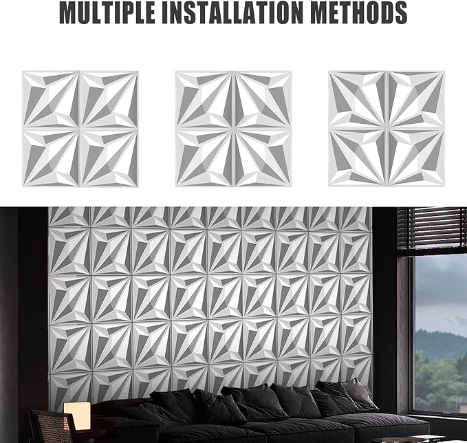33-Piece 3D Embossed PVC Wall Panel Set – 12x12 Inch Textured Wall Decor – - Image 3