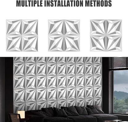 33-Piece 3D Embossed PVC Wall Panel Set – 12x12 Inch Textured Wall Decor – - Image 3
