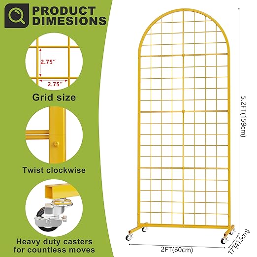 VGMiu Grid Wall Panel 1PCS Display Stand 2' x 5.2' FT Gold Grid Wall Panels - Image 2