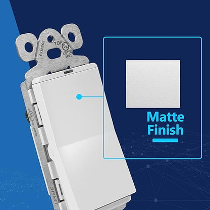 LIDER Minimalist Design Matte Finish Lighted Decorator Switch, Frameless Paddle - Image 2