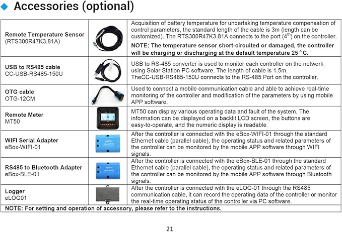EPEVER Remote Temperature Sensor RTS and Monitoring Adapter RS485 to USB - Image 7