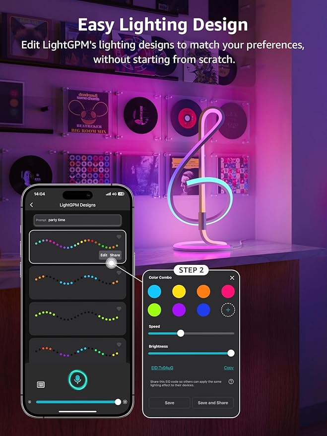 Lepro TB2 AI Smart Table Lamp, RGB+IC Addressable LED Lamps Alexa Google Home - Image 4