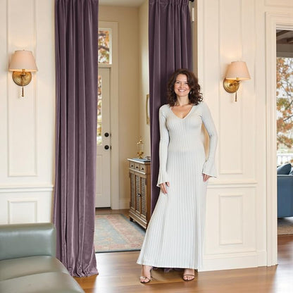 Lazzzy Velvet Blackout Curtains Thermal Insulated Room Window Drapes Super Soft - Image 8