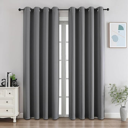 CUCRAF Light Grey Blackout Curtains 90 Inches Long, Thermal Insulated Noise by CUCRAF