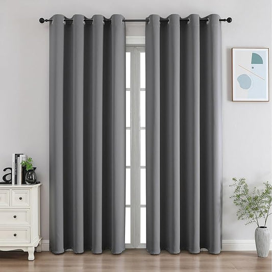 CUCRAF Light Grey Blackout Curtains 90 Inches Long, Thermal Insulated Noise by CUCRAF