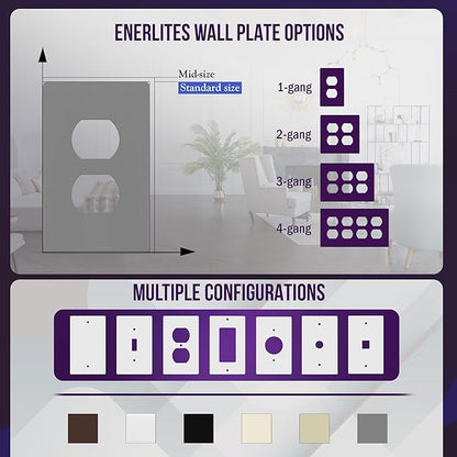 ENERLITES Screwless Duplex Wall Plate, Child Safe Receptacle Outlet Cover - Image 5