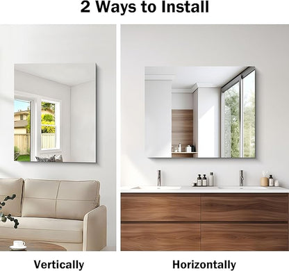CILIBER Frameless Mirror, 30x36 inch Rectangle Bathroom Mirror - Image 5