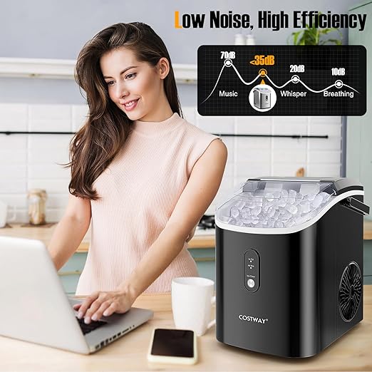 COSTWAY Nugget Countertop Ice Maker, Ready in 6 Mins, 34 lbs/24H, Ice Machine - Image 5