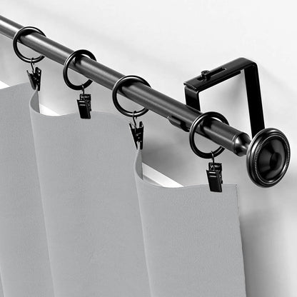 Ninsula 26 PCS Curtain Rings with Clips, Curtain Hooks for Drapes, Curtain Clips with Rings 1.26” Interior Diameter, Black Curtain Rings Fit up to 1 inch Curtain Rod