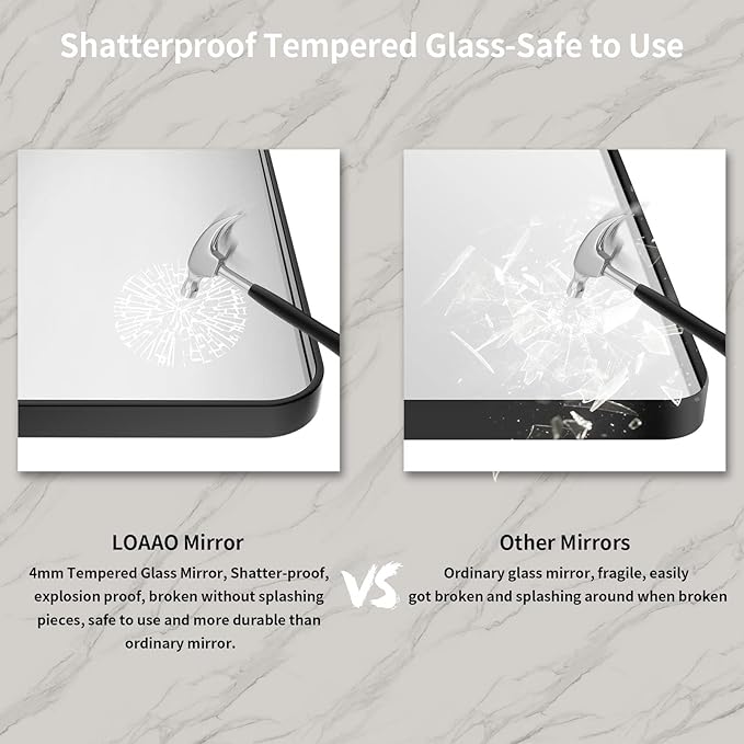 LOAAO Black Metal Framed Bathroom Mirror - Image 7