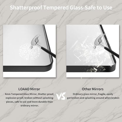 LOAAO 48x36 Inch Black Metal Framed Bathroom Mirror - Image 6