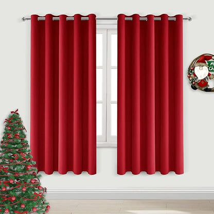 DWCN Red Curtains 72 Inch Length, Thermal Room Darkening Drapes by DWCN